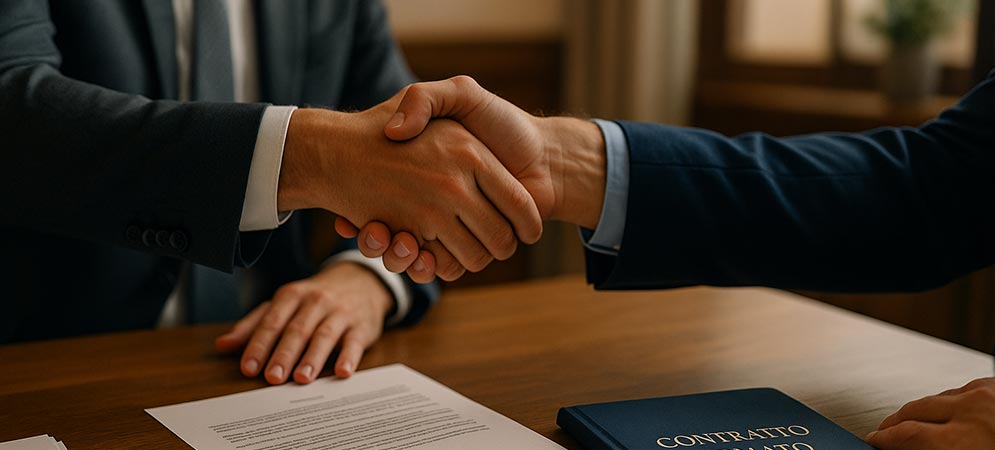 Clausole contrattuali --Stretta di mano firma contratto