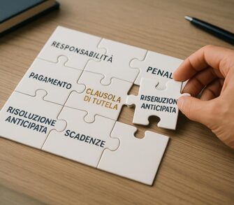 Avvocato contrattualistica - Un puzzle in via di completamento dove ogni tessera è una clausola contrattuale (responsabilità, pagamenti, scadenze…).