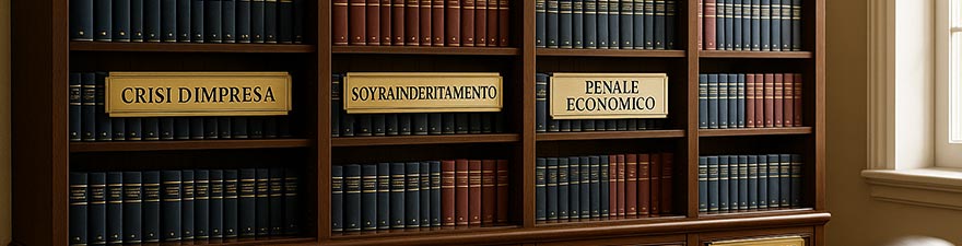 Studio Legale Avezzano - Una libreria elegante in legno scuro, ogni scaffale dedicato a una diversa area del diritto